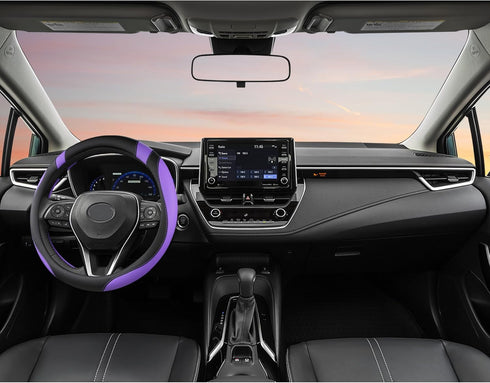 West Llama Customized Auto Car Steering Wheel Cover for Toyota Rav4 Corolla Camry Highlander (Black+Purple-Standard Size)...