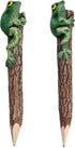 Frog Pencil Wooden Hand Carved Animal Cute Amphibians Creative Stationery Rustic Wood Pencils School and Office Supplies Unique Handmade Fun Penci...