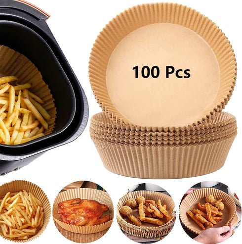 Air Fryer Paper Liners, 100PCS Non-stick Disposable Parchment Sheets for Baking, Food Grade Liner for Baking Roasting Microwave (7.9inch-Round)...