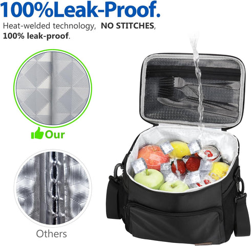 Gloppie Lunch Box for Men Women Insulated Lunch Bag Reusable Lunch Cooler Bag, Black...