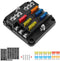 Geloo 12V Fuse Block for Boat, 6 Way Marine Fuse Block with LED Indicator, ATC/ATO Waterproof Blade Fuses Box, 6 Circuits Boat Fuse Panel for Mari...