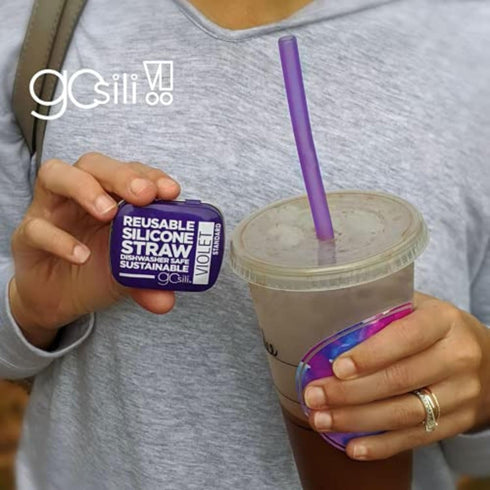 GoSili Reusable Silicone Straws, Reusable Silicone Travel Straw with Case, Flexible, Collapsible Straws for Tumblers Dishwasher Safe, No-brush Nee...