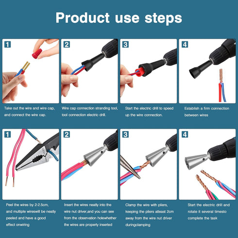 Wire Nut Twister,Wire Twisting Tool,Wire Nut Twiter for Drill,Spin Twist Wire Connector Socket,Wire Connector Driver with 1/4" Chuck,Wire Strippin...