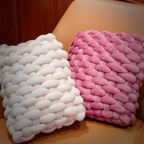 Super Soft Velvet Bulky Tube Yarn for Hand Knitting Blanket for Braided Knot, Giant Arm Knitting Yarn for Knitting Throw Rugs Pillow(Dark Pink 0.5...