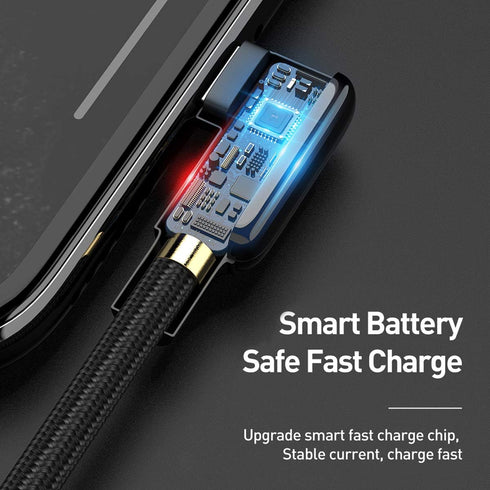 AICase 90 Degree Coiled Charging Cable,Right Angle Design Gaming LED Cord 6ft/1.8m Elastic Nylon Cable,Charge and Sync for Phone XS/XS Max/XR/Phon...