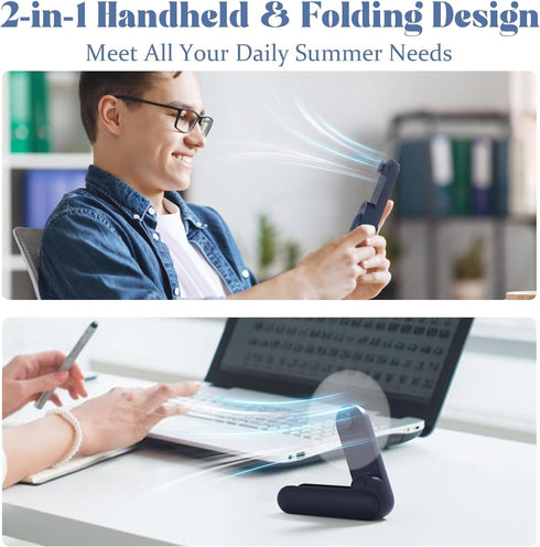 Handheld Mini Fan with USB Rechargeable 2000mAh Battery, Portable Hand Held Lash Fan for Makeup, Pocket Fan with 13 Woking Hours, Small Foldable F...