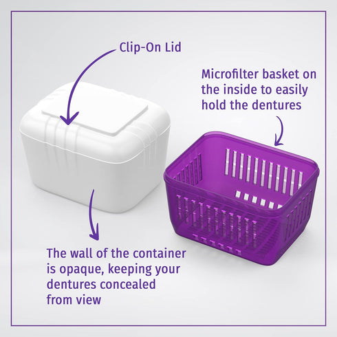 Dentures Cleaner Soaking Bath – Cleaning Container for Dental Appliances’ Solution (Classic)...