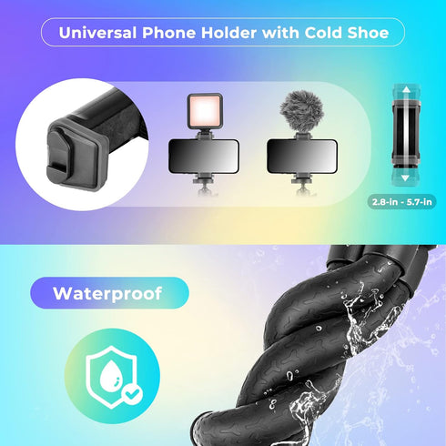 UBeesize Phone Tripod, UBeesize 12 Inch Flexible Cell Phone Tripod Stand Holder with Wireless Remote Shutter & Universal Phone Mount, Compatible w...
