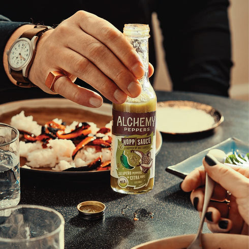 Jalapeño Peppers + Citra Hops Hot Sauce by Alchemy Peppers - Zesty Jalapeño Peppers, Juicy Citra Hops, Agave, Lime, and Garlic - Mild Heat - 5 oz ...