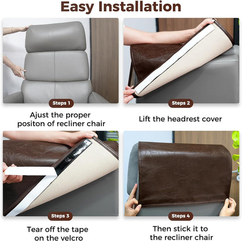 Recliner Headrest Protector Faux Leather Headrest Cover for Recliner Chair Couch Headrest Cover for Furniture Sofa Protector Chair Arm Covers for ...