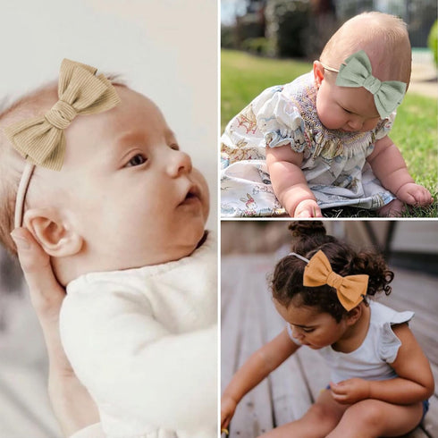 Baby Girl Headbands and Bows, Newborn Infant Toddler Nylon Elastics Hairbands Hair Accessories...