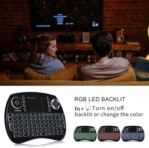 iPazzPort (Newest Upgrade) Mini Bluetooth Keyboard with Touchpad (Handheld Keyboard), Backlit Mini Wireless Keyboard with 2.4G USB Dongle for Goog...