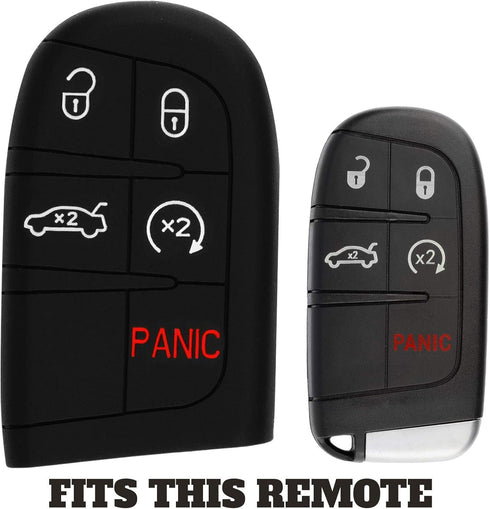 KeyGuardz Keyless Entry Remote Start Car Smart Key Fob Outer Shell Cover Soft Rubber Protective Case For Jeep Dodge M3N-40821302 (Pack of 2)...