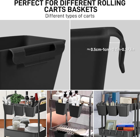 5 Pack Hanging Cup Holders, Multipurpose Rolling Cart Accessories Utility Cart Accessories for Art & Craft Supplies, Space Saving Hanging Storage ...