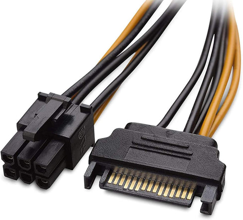 6 Pin to SATA Power Cable Adapter (PCIe to SATA 15 Pin), Graphics Video Card Power Cable (20CM/8inch)...