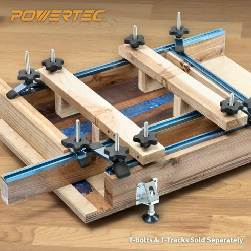 POWERTEC 1/4"-20 5 Star Knobs 5 Pack, Clamping Knobs with Steel Insert for T Track Bolts, Thumb Screw Threaded Knobs for T Track Accessories, Feat...