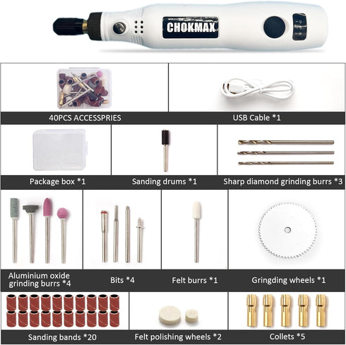 Cordless Rotary Tool, 3.7V Li-ion Mini Rotary Multi-Tool Kit with Variable Speed, 42pcs Accessories Kit Electric Rotary DIY Grinder for Polishing,...