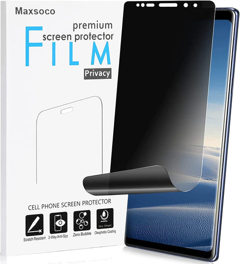 Galaxy Note 9 Privacy Screen Protector, 2-Way Anti Spy Full Adhesive Coverage Soft Film, Scratch Resistant 3D Curve Edge Fit Nano Shield (NOT Temp...