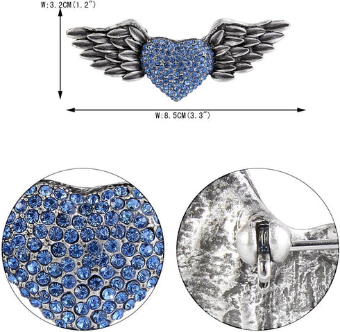 EVER FAITH Austrian Crystal Victorian Style Love Heart Angel Wing Stunning Brooch...