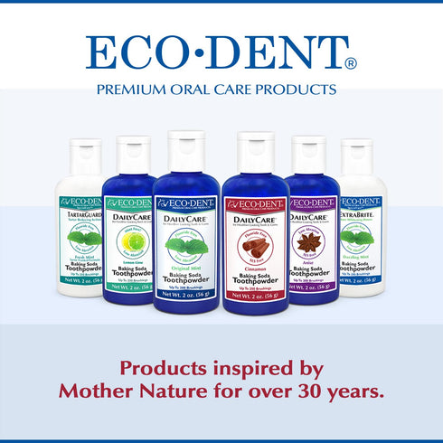 Eco-Dent DailyCare Baking Soda Toothpowder, Cinnamon - Fluoride-Free Toothpaste Powder, SLS-Free Tooth Powder with Baking Soda, Minerals, and Esse...