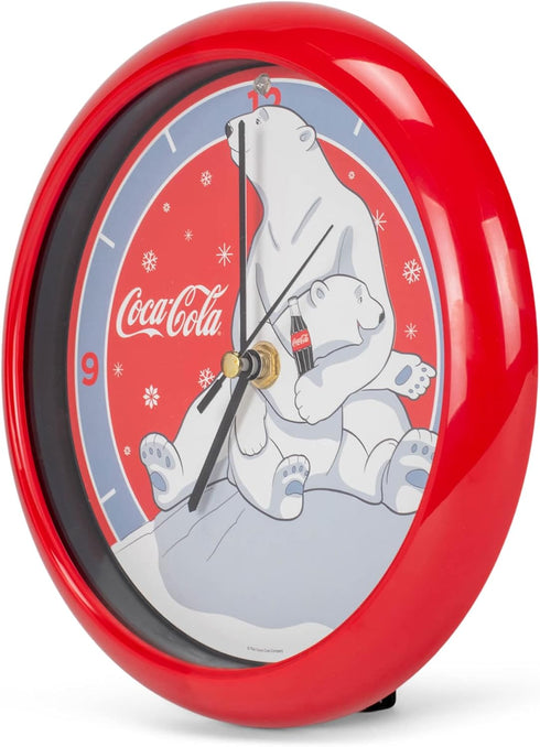 Mark Feldstein & Associates Coca Cola Polar Bear Hugs Festive Red 8 inch Holiday Carol Sound Clock...