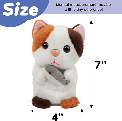 Hopearl Talking Kitty Repeats What You Say Cat with Fish Nodding Electric Interactive Animated Toy Speaking Plush Buddy Gifts for Toddlers, 7''...