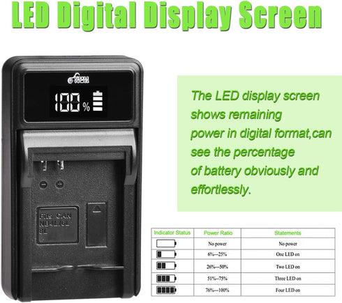 Pickle Power NB-4L Battery and LED Display Charger for Canon PowerShot ELPH 100 HS 300 HS 330 HS 310 HS SD1000 SD1100 is SD1400 is SD200 SD30 SD30...