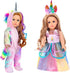 2-Sets 18-inch Doll-Clothes Set - Unicorn Clothes with Hair Clip and Headband - Compatible with All 18 inch Dolls Accessories for Kids -Pink...