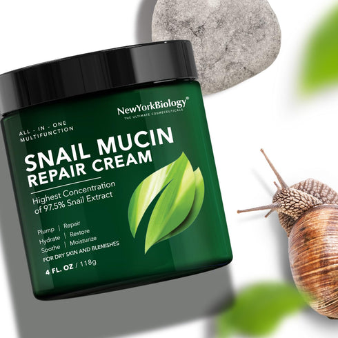New York Biology Face Cream - 97.5% Korean Snail Mucin - 4 Fl Oz - 100 g - Face Moisturizer for Dry Skin - Skin Care Moisturizing and Hydrating Fa...