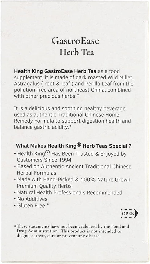 Health King GastroEase Herb Tea, Teabags, 20 Count Box...