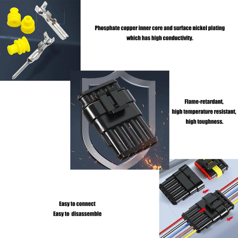 5Pin Connector,16AWG Way Car Waterproof Electrical Connector, Auto Electrical Wire Connectors Marine for Car, Truck, Boat, and Other Wire Connecti...
