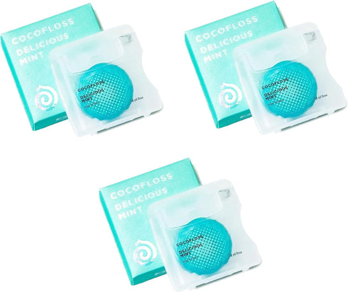 Cocofloss Woven Dental Floss, Dentist-Designed Oral Care, Mint, Waxed, Expanding, Vegan, Kid-Friendly String Floss with Coconut Oil, 3 Spools (33 ...