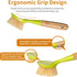 2 Pack Kitchen Dish Brush Bamboo Handle Dish Scrubber Built-in Scraper, Scrub Brush for Pans, Pots, Kitchen Sink Cleaning, Dishwashing and Cleanin...