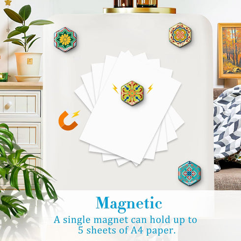 MORCART 30PCS Hexagon Fridge Magnets, Cute Locker Magnets, Decorative Magnets for Refrigerator Whiteboard Cabinet Office Kitchen Blackboard Gift f...