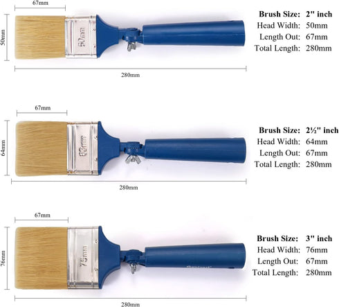 Multi Angle Adjustable Masonry Paint Brush, Stain Brushes for Fence & Wall Painting (3Pack Assorted Sizes)...