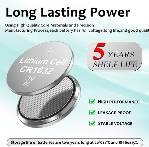 PKCELL CR1632 Battery 3V Lithium Button Coin Cell for Key Fob(30 Counts)...