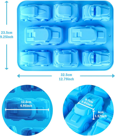 2 Pack Train Auto Car Silicone Molds, Large Size Silicone Mold Pan Tray, Silicone Baking Mold for Muffin Chocolate Cake Cupcake Tart Pie Ice Cube ...