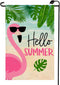 Hello Summer Flamingo Garden Flag 12x18 Inch Double Sided Tropical Leaves Beach Holiday Lake House Decor Outside Decorations For Yard XJ53...
