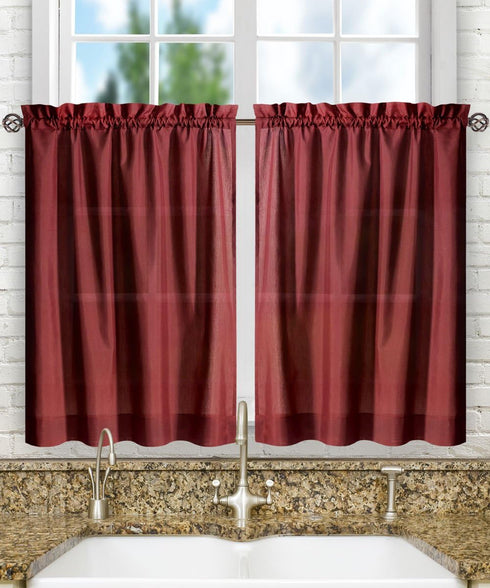 Ellis Curtain Stacey Sheer 56-by-30 Inch Tailored Tier Pair Curtains, Merlot, 56x30...
