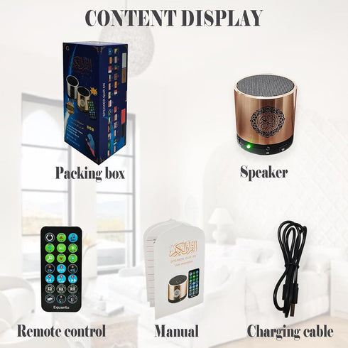 Quran Speaker - Portable, Sound, Multilingual, with AZAN Function - Ideal for Prayer, Meditation, and Learning, Remote Control, 16 Reciters and 16...