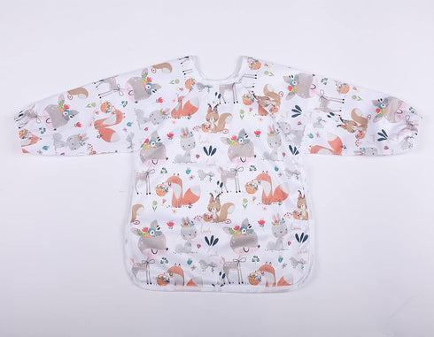 Baby Bib Sleeved Shirt With Pocket 1-3 years old Toddler (Deers Rabbits)...