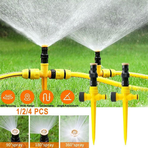 TINGMEI Upgraded Rotation Auto Irrigation System Sprinkler, 360° Adjustable Garden Sprinkler with 1/2 inch Quick connectors, Water Sprinkler for L...