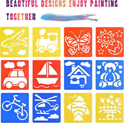 24 Pieces Painting Stencil Templates for Kids 6 Inches Drawing Stencils Chalk Stencils Plastic Drawing Washable Template Stencils for Children Tod...