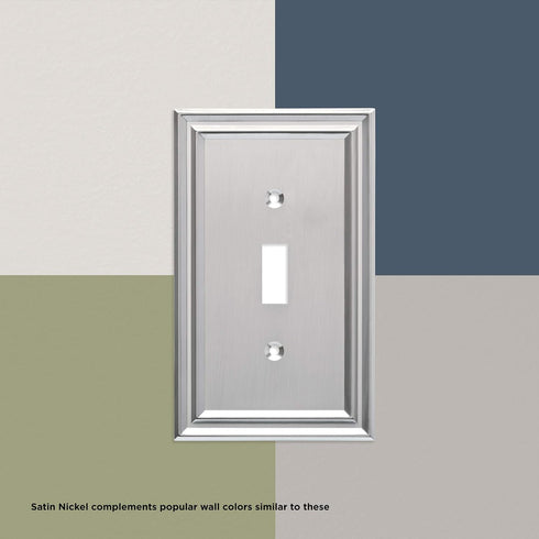 Franklin Brass Classic Architecture (1-Pack) Decorative Light Switch Cover Brushed Nickel 1-Gang Decorator/Rocker Wall Plate Single Switch Plate C...