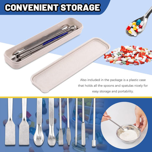 Glarks 17Pcs Capsule Filling Micro Lab Spoon Kits Sampling Spoon Mixing Spatula Laboratory Tiny Mixing Spatula Long Sampling Spoon for Powders Gel...