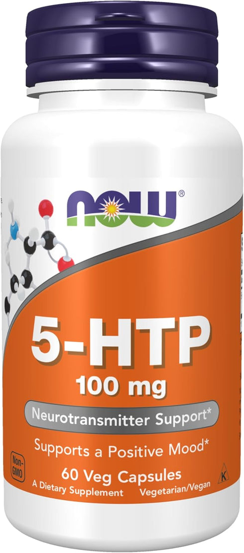 NOW Supplements, 5-HTP (5-hydroxytryptophan) 100 mg, Neurotransmitter Support*, 60 Veg Capsules...