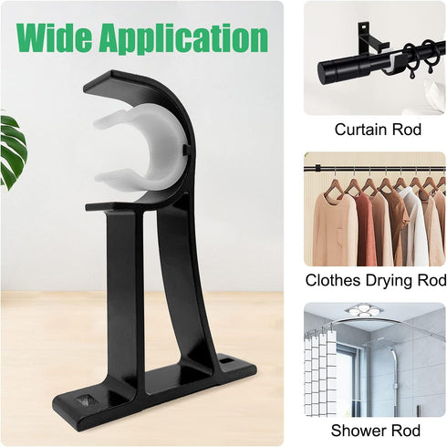 TOKPLNU Curtain Rod Bracket, Black 6 Pack Curtain Rod Holders Heavy Duty Curtain Rod Hooks Hangers for 1 Inch Drapery Rods, Single Curtain Rod Han...