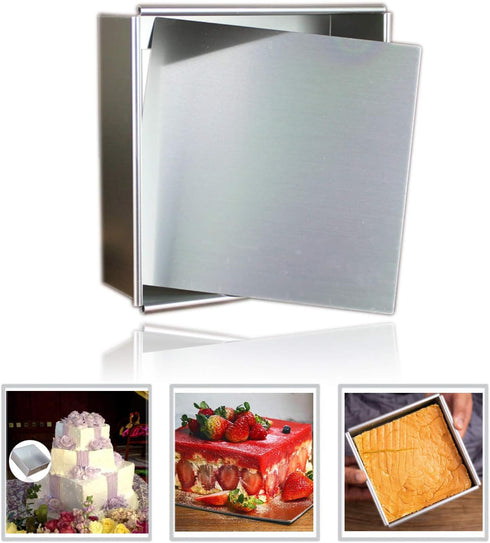 Anodized Aluminum Square Cheesecake Pan Chiffon Cake Mold Baking Mould with Removable Bottom 6 Inch x 6 inch x 3 inch...