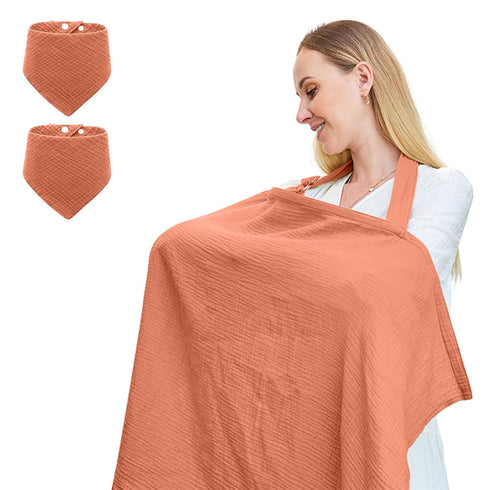 Muslin Nursing Cover for Breastfeeding, Soft & Breathable Cotton Breastfeeding Cover with Adjustable Neck Strap for Mother Nursing Apron, Multi-Us...