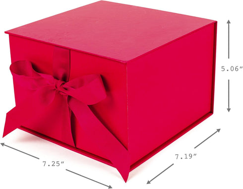 Hallmark Medium Gift Box with Lid and Shredded Paper Fill (Red 7 inch Box) for Birthdays, Graduations, Anniversaries, Christmas, Valentine's Day, ...